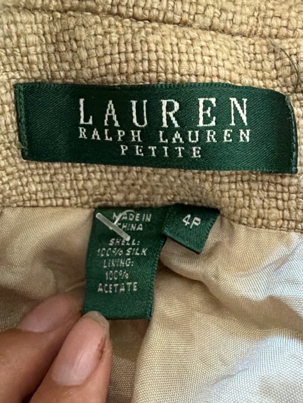 Vintage Lauren Ralph Lauren cropped 100% silk textured button-up blazer - Picture 3 of 5